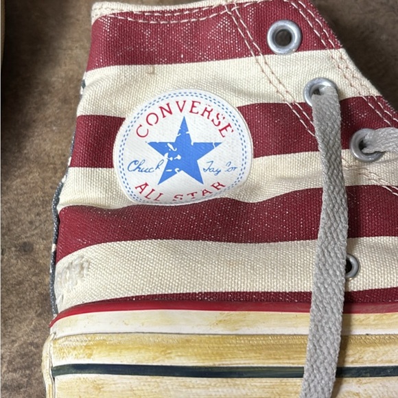 Converse All Star Red and Cream Striped High-Tops - Picture 1 of 3